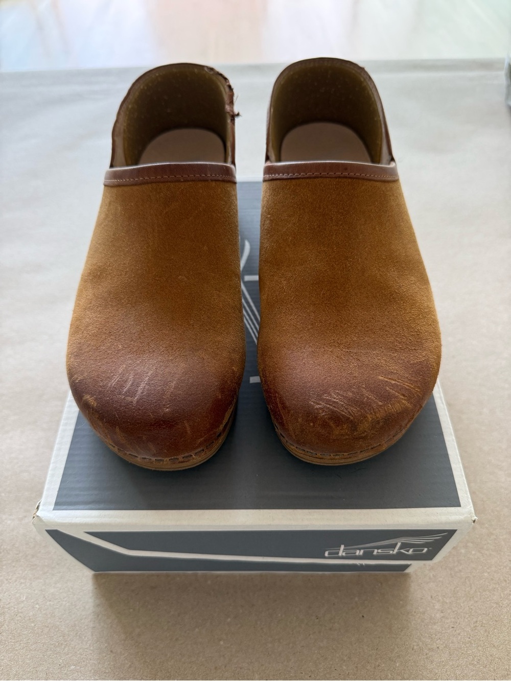 Dansko — Brenna Burnished Suede Slip-On Clogs — Size 38